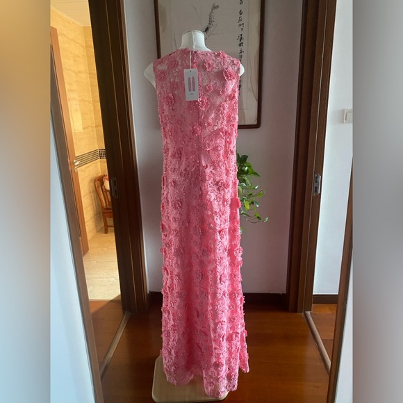 Leo Lin Eva Pink Floral Appliqued Lace Sleeveless Maxi Gown AU8/US4 NWT - Picture 11 of 13